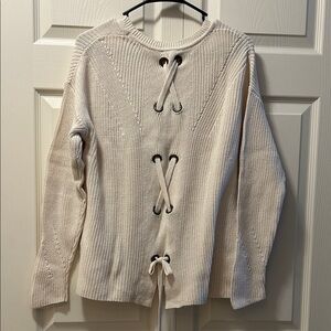 Women's Cream Sweater with tie up back
